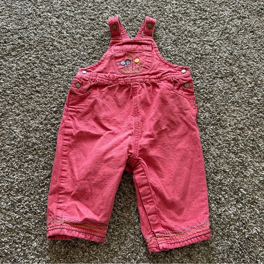 Vintage 90s Carter’s toddler girls 18 months pink flower button overalls